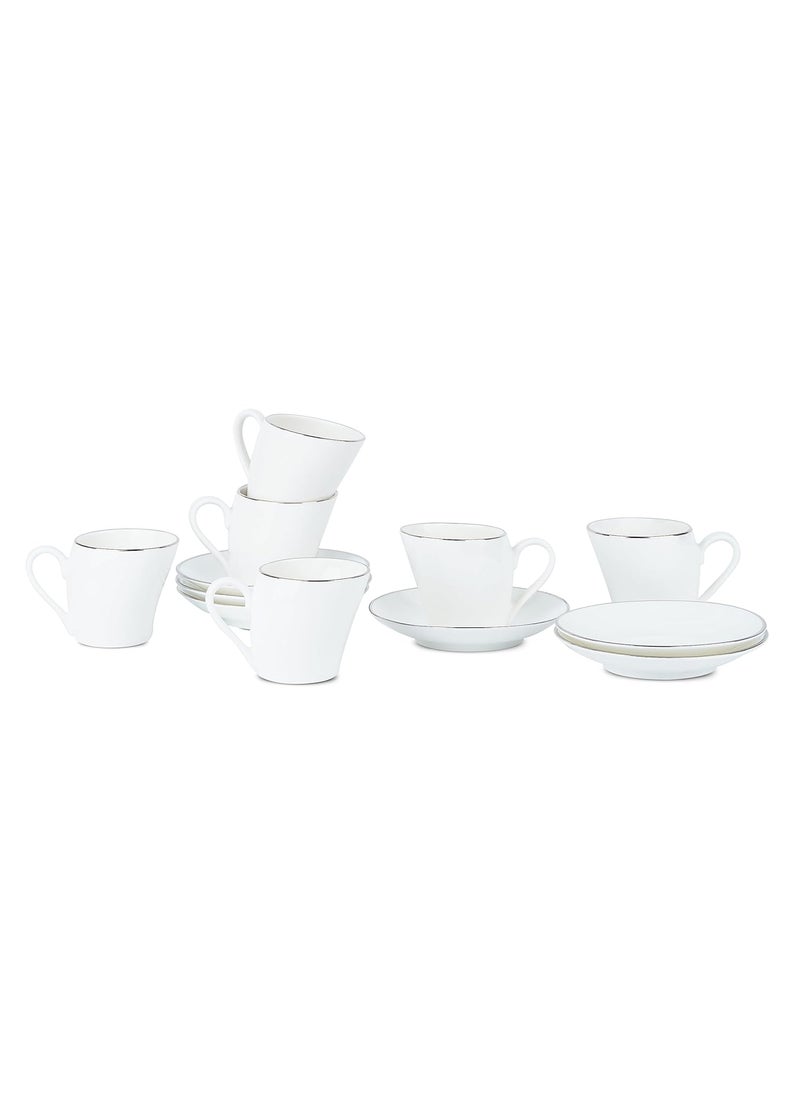 Dandy Lines Lara Platinum Band 50001 Cups and Saucers Tea Cup and Saucer Set Mugs and Saucer Set for Tea CoffeePack of 12