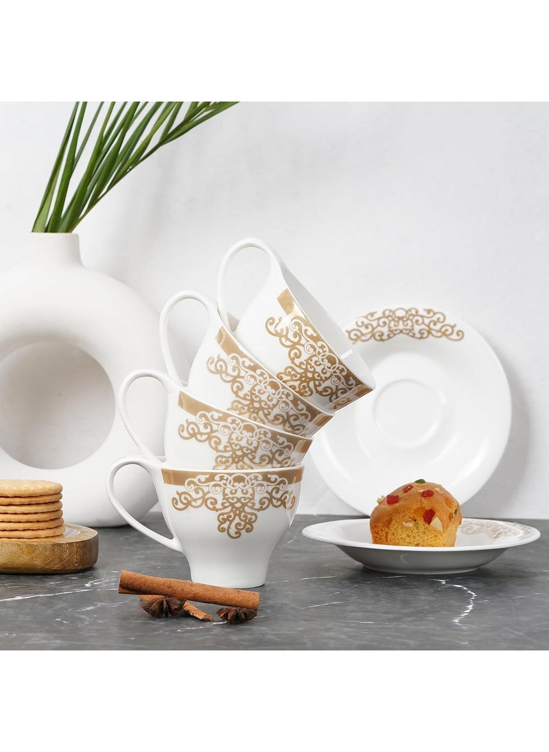 Dandy Lines Regalia Luster Gold 54008 Cups and Saucers Tea Cup and Saucer Set Mugs and Saucer Set for Tea Coffee Pack of 12