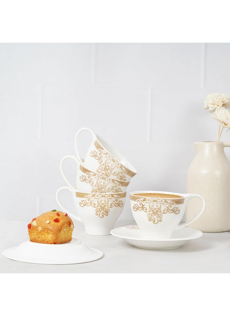 Dandy Lines Regalia Luster Gold 54008 Cups and Saucers Tea Cup and Saucer Set Mugs and Saucer Set for Tea Coffee Pack of 12