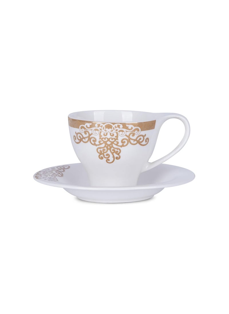 Dandy Lines Regalia Luster Gold 54008 Cups and Saucers Tea Cup and Saucer Set Mugs and Saucer Set for Tea Coffee Pack of 12