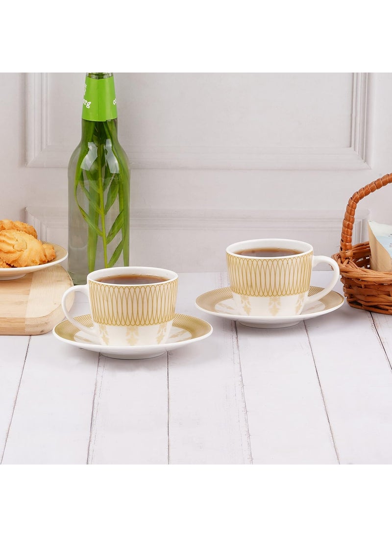 Dandy Lines Royal Cups and Saucers Tea Cup and Saucer Set Serving Tea Cups Mugs and Saucers 53015 Gold Pack of 12