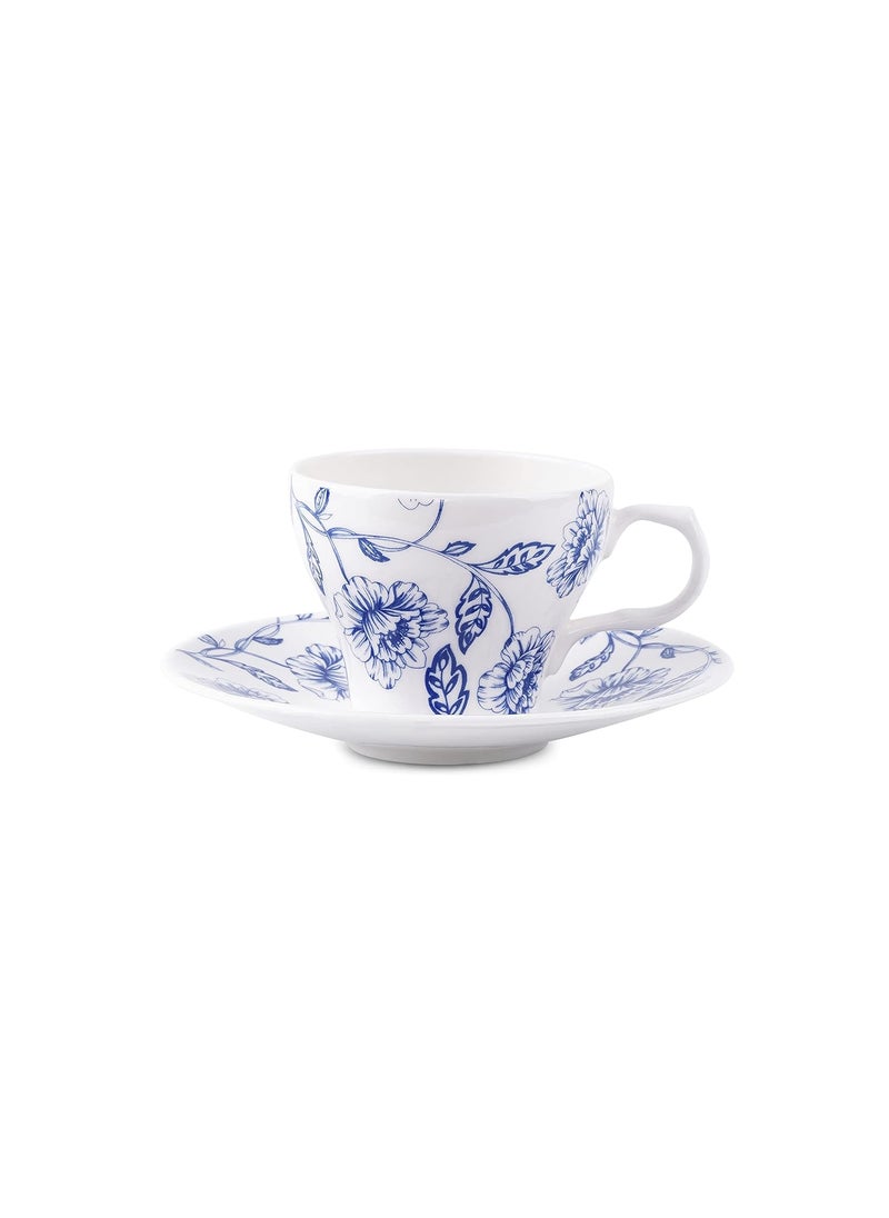 Dandy Lines Liza Nilambari Floral Printed Tea Cup and Saucer Set 53012 Pack of 12