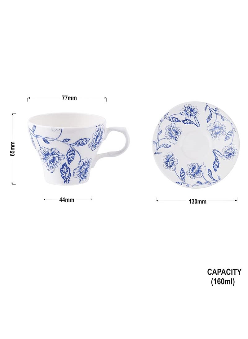 Dandy Lines Liza Nilambari Floral Printed Tea Cup and Saucer Set 53012 Pack of 12