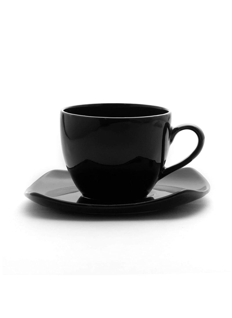 EEzra Black Gold Premium Fine Tableware Bone China Tea Cups Saucer Set of 6 for HomeOfficeGifts Pack of 6 Mug
