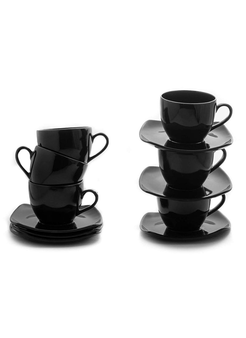 EEzra Black Gold Premium Fine Tableware Bone China Tea Cups Saucer Set of 6 for HomeOfficeGifts Pack of 6 Mug