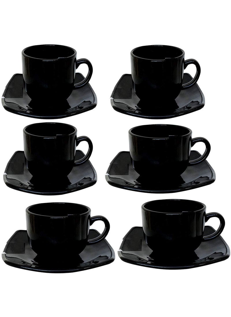 EEzra Black Gold Premium Fine Tableware Bone China Tea Cups Saucer Set of 6 for HomeOfficeGifts Pack of 6 Mug