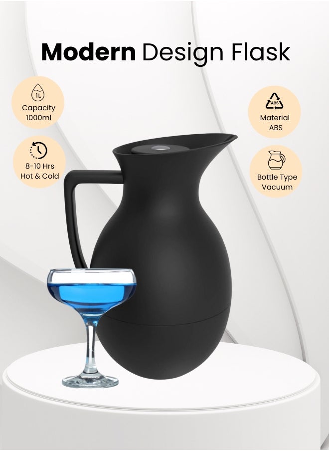 Stylish Vacuum Jug Tea Water Coffee 1 Liter Soft Black