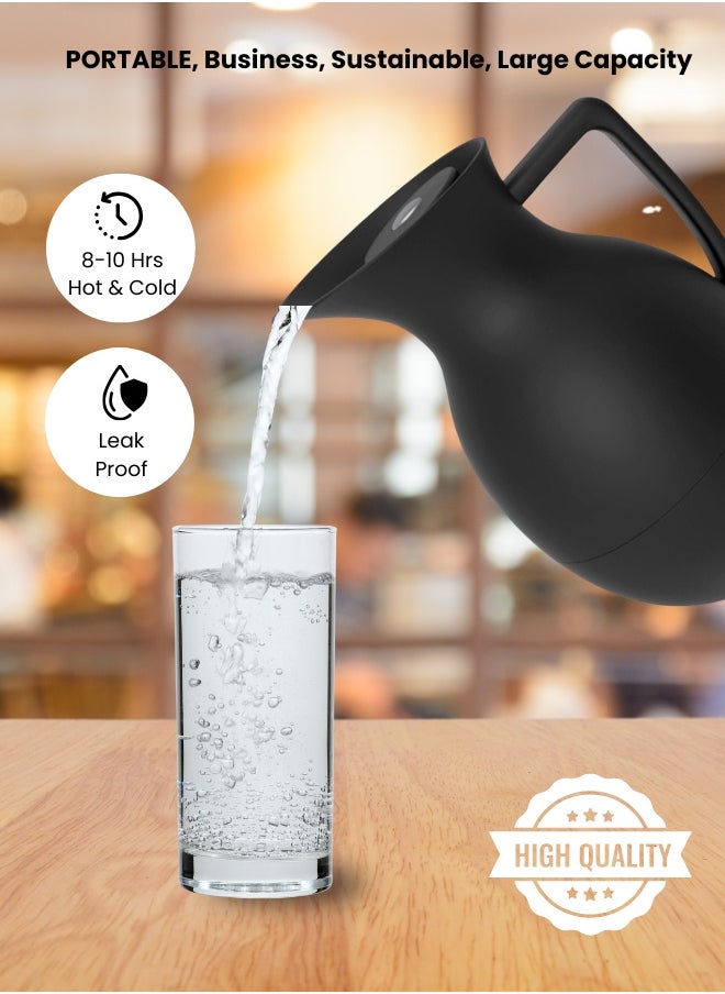 Stylish Vacuum Jug Tea Water Coffee 1 Liter Soft Black