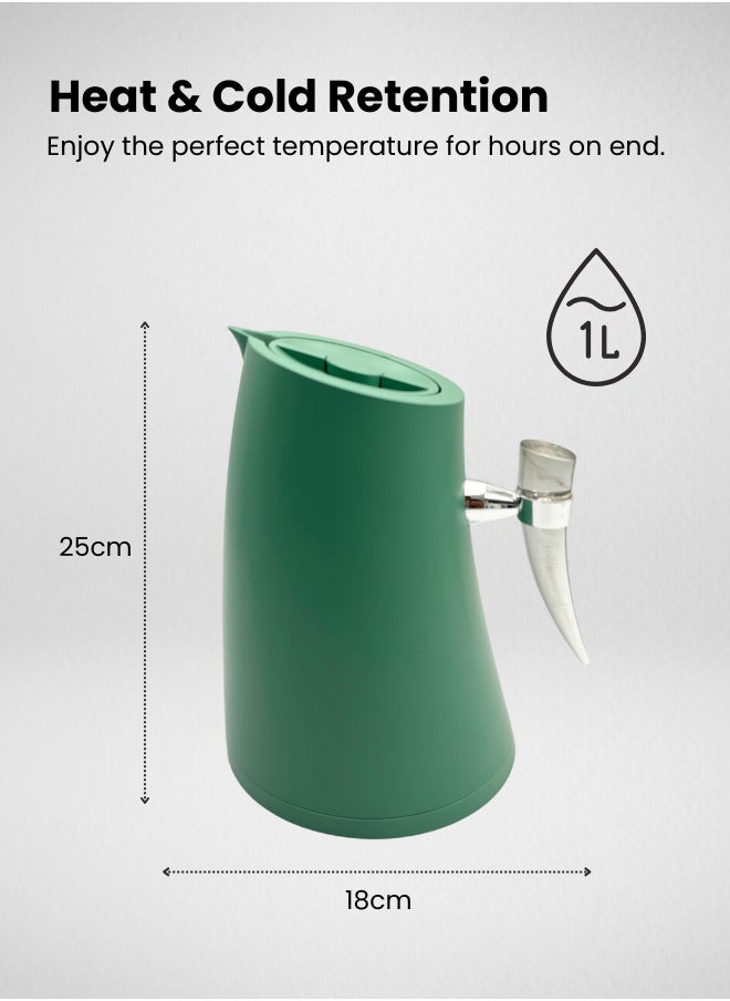 Bird Shaped Vacuum Flask for Home Office Camping 1 Liter Hot or Cold Green