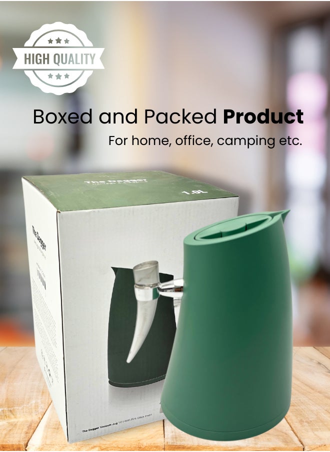 Bird Shaped Vacuum Flask for Home Office Camping 1 Liter Hot or Cold Green