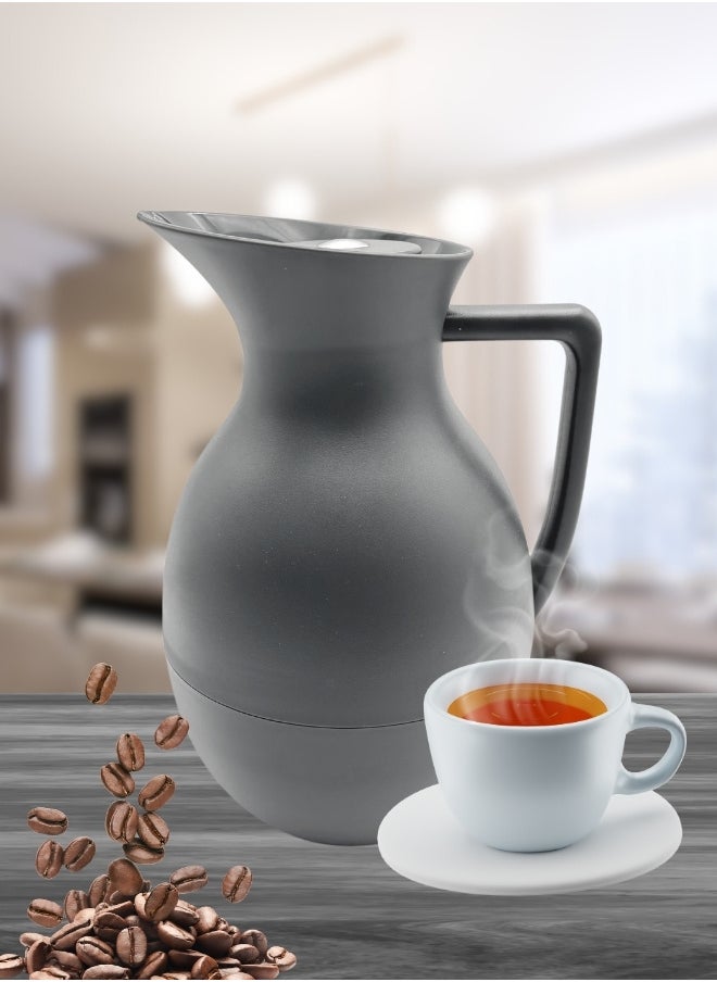 Modern Vacuum Jug Tea Water Coffee for Home Office 1 Liter Grey