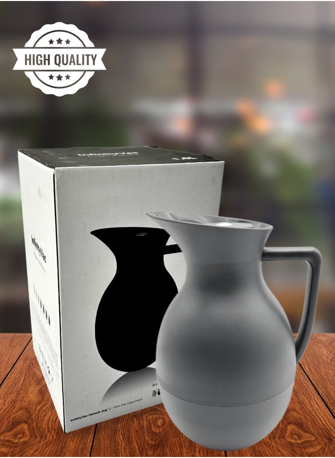 Modern Vacuum Jug Tea Water Coffee for Home Office 1 Liter Grey