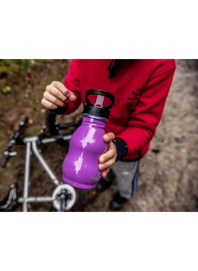 Greens Steel Kids Stainless Water Bottle - Leak Proof with Flip Top Sports Cap & Straw - Toddler Child Friendly Cup
