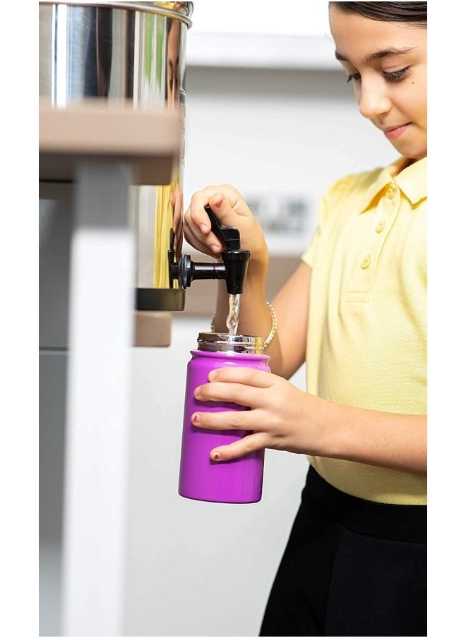 Kids Water Bottle - 12oz Pink | Leak Proof With Straw & Handle | 24 Hours Cold | Insulated, Double Wall Stainless Steel | Easy Sip Toddler Cup | Child's Flask | Eco Friendly
