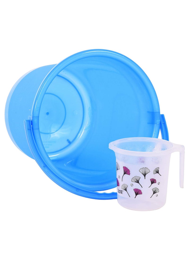 Blue Lemon Plastic Bucket with Bathroom Mug Set Multicolour Bucket16 LTR Mug15 LTR 2 Pieces