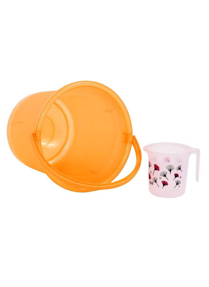 Blue Lemon Plastic Bucket with Bathroom Mug Set Multicolour Bucket16 LTR Mug15 LTR 2 Pieces