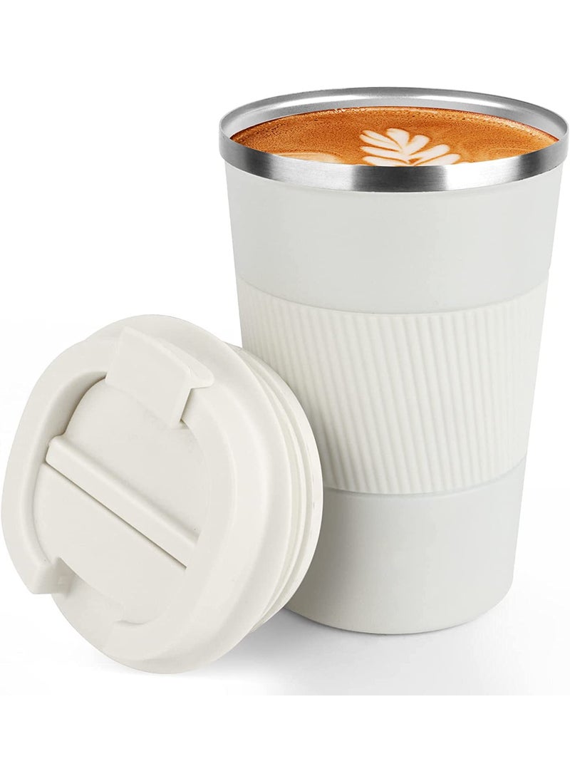 RECTITUDE CafeTime Mug Stainless Steel Insulated Travel Coffee Mug with lid Double Walled Vacuum Insulation Reusable Thermal Cup for Hot Cold Drinks Coffee Tea Carrying Car IRONFLASK White
