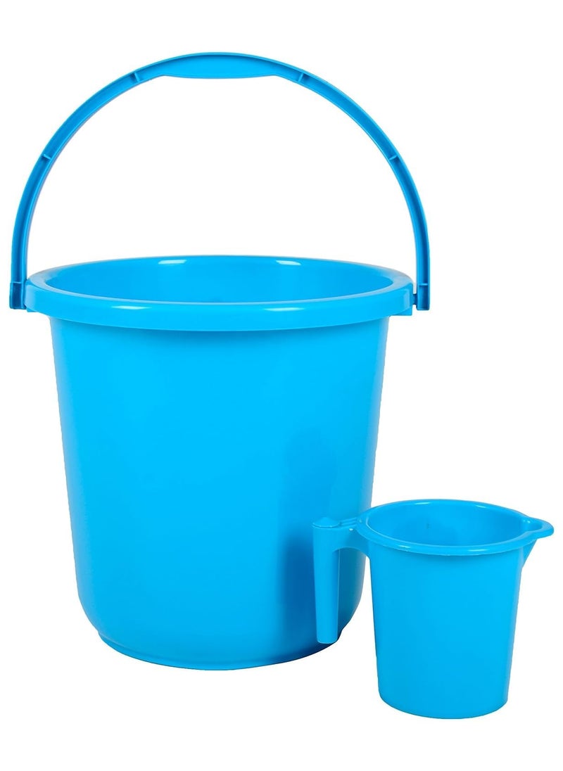 Plastic Bucket Mug a Set Bathroom Bucket 25 Liters Mug 1 Liter for Bothroom Set of 2 PCS Multi Colours Avalable