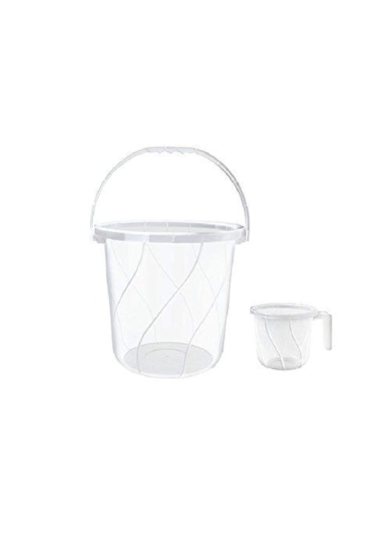 Plastic Bucket Mug a Set Bathroom Bucket 16 Liters Mug 1 Liter for Bothroom Set of 2 PCS Multi Colours Avalable
