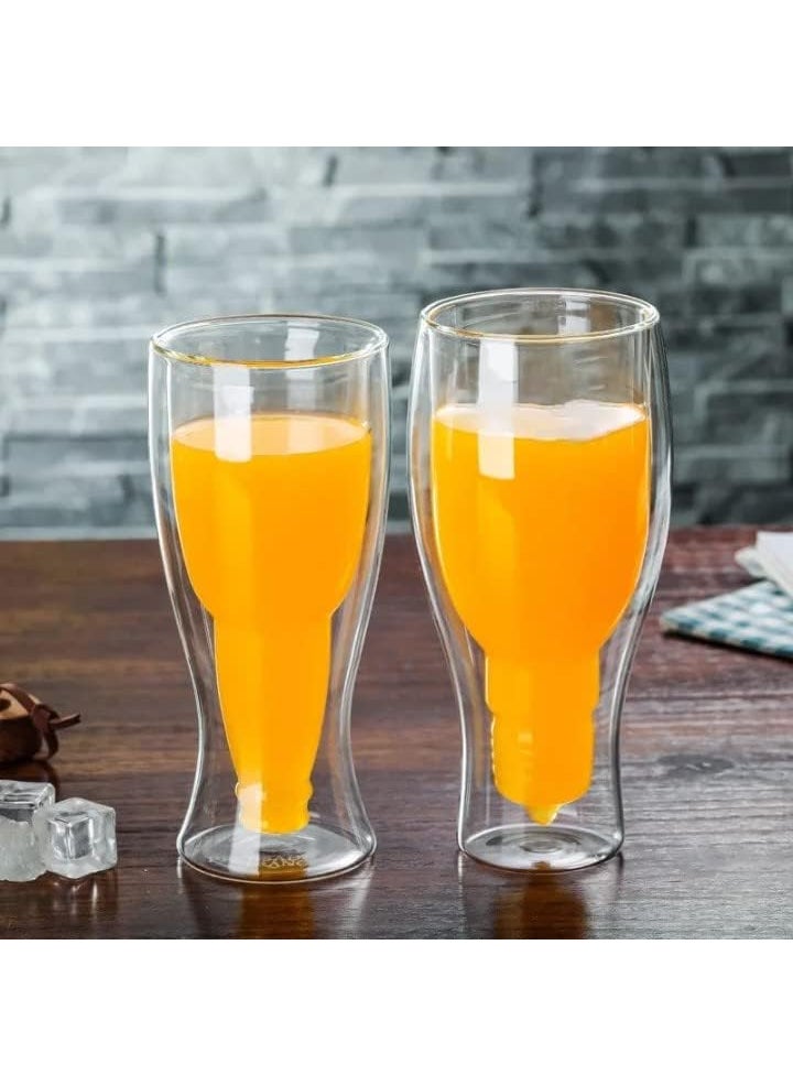 SELLSWIPE Double Wall Beer Glass Beer Mug 250 ML Beverage Beer Glass Cup for Cold Drinks Insulated DoubleWall Beer GlassClear Double Juice Whiskey Wine Cocktail Glass