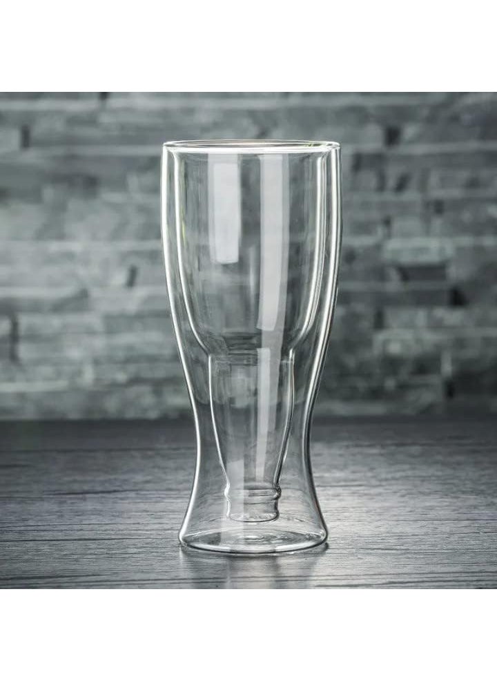 SELLSWIPE Double Wall Beer Glass Beer Mug 250 ML Beverage Beer Glass Cup for Cold Drinks Insulated DoubleWall Beer GlassClear Double Juice Whiskey Wine Cocktail Glass