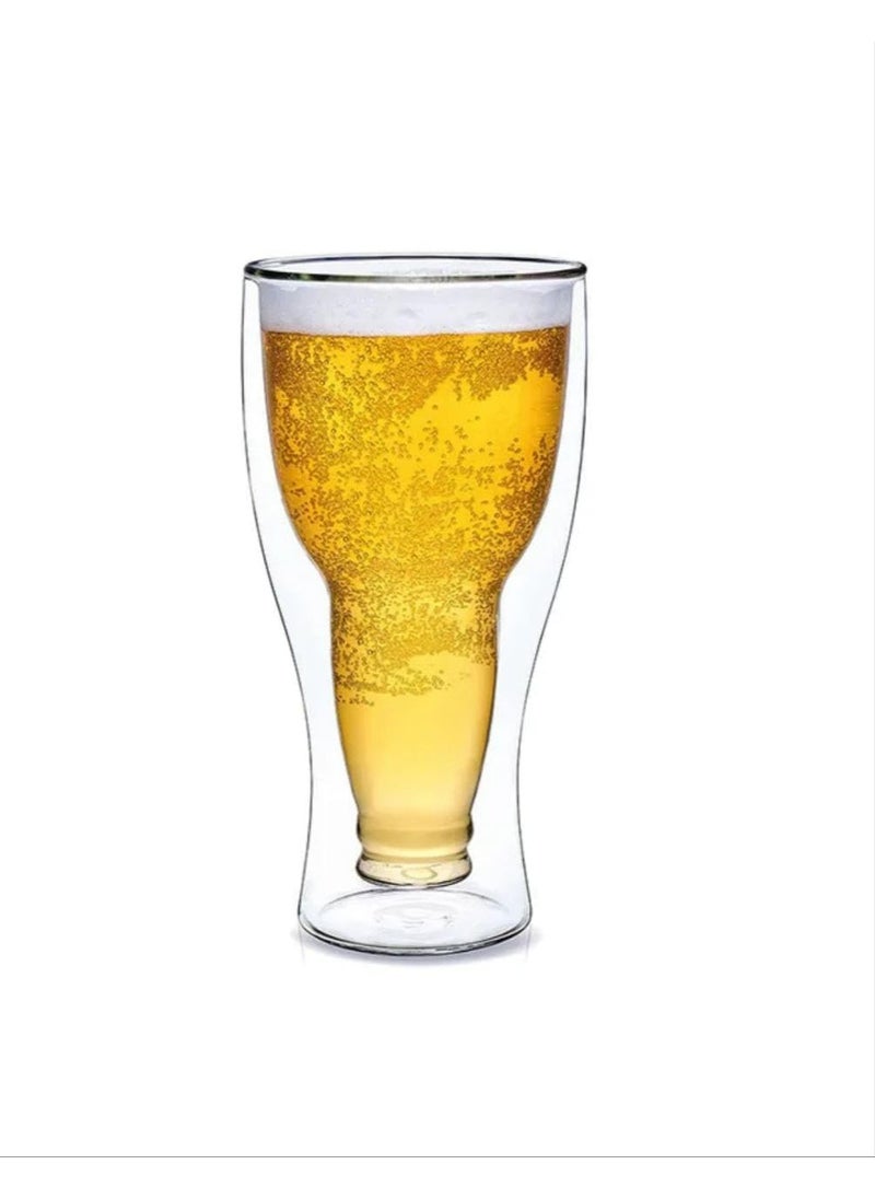 SELLSWIPE Double Wall Beer Glass Beer Mug 250 ML Beverage Beer Glass Cup for Cold Drinks Insulated DoubleWall Beer GlassClear Double Juice Whiskey Wine Cocktail Glass