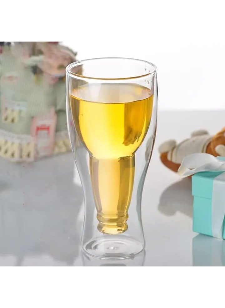 SELLSWIPE Double Wall Beer Glass Beer Mug 250 ML Beverage Beer Glass Cup for Cold Drinks Insulated DoubleWall Beer GlassClear Double Juice Whiskey Wine Cocktail Glass