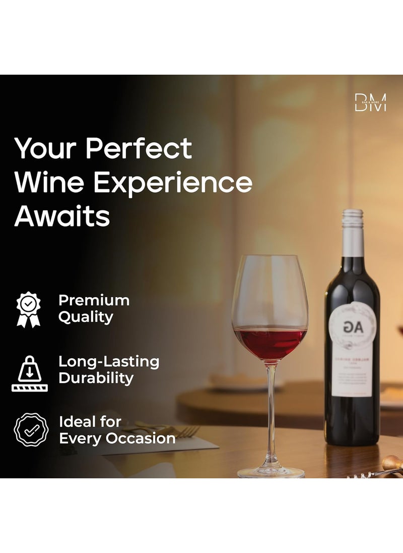 Bar More Nova Wine Glasses Pack of 4 400ml 190g Elegant Strong Stem 100 LeadFree Material Laser Cut Rim Crystal Clear Stable Base Wide Bowl Suitable for All Occasions