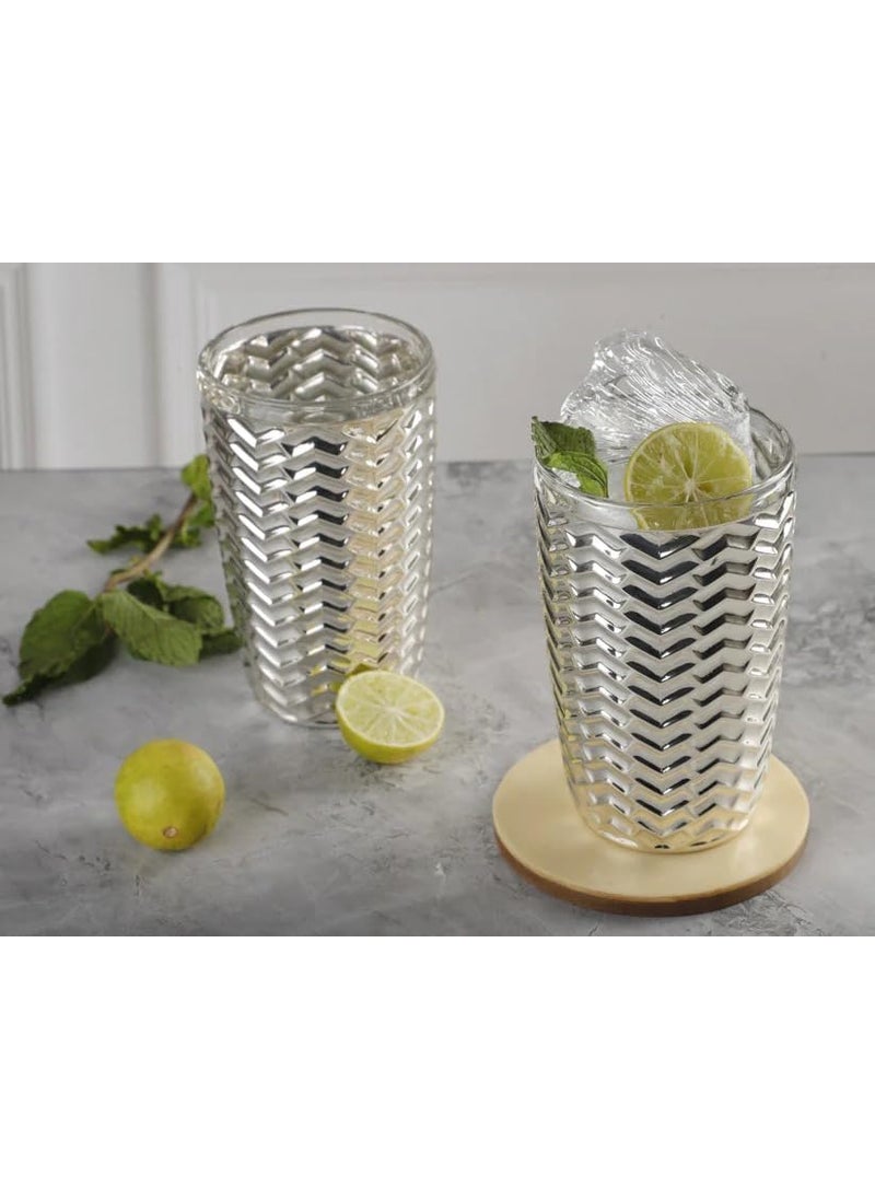 BELIRAM Elegance Silver Clad Wine GlassPremium Bartending Double Wall Bar ToolsEasy Stirring Unbreakable Keeps Drinks Hot or Cold Set of 6