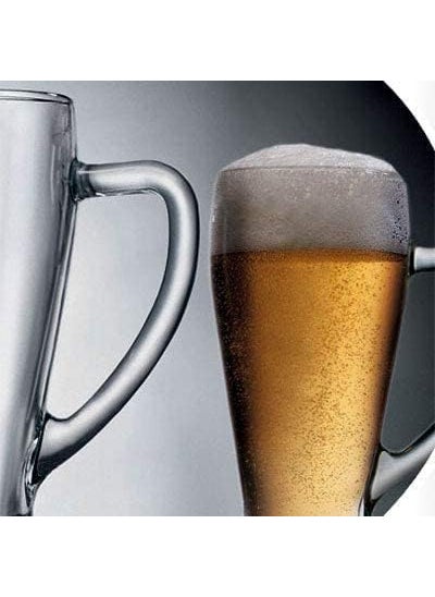 Beer Mug Glass with Handle Heavy Base Crystal Clear Glass Beer Glass Large Size Best Gift Bar Restaurant Home Pack of 2