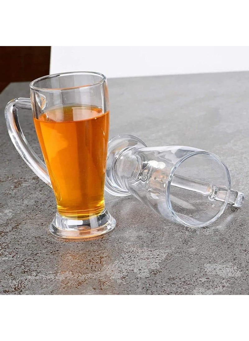 Beer Mug Glass with Handle Heavy Base Crystal Clear Glass Beer Glass Large Size Best Gift Bar Restaurant Home Pack of 2