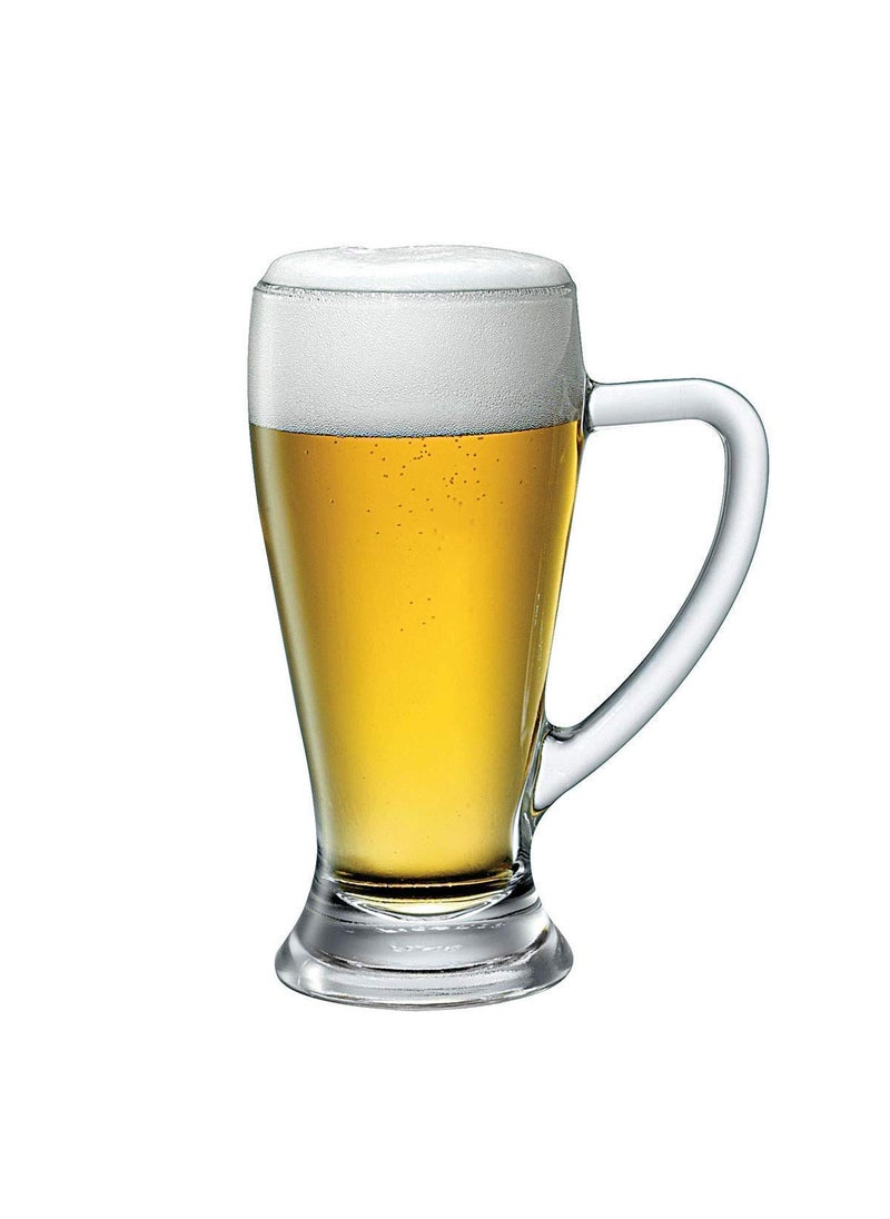 Beer Mug Glass with Handle Heavy Base Crystal Clear Glass Beer Glass Large Size Best Gift Bar Restaurant Home Pack of 2