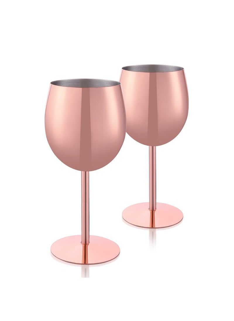 Profykitch Stainless Steel Copper Finish Stemmed Wine Glasses Shatter Proof Copper Coated Unbreakable Wine Glass Goblets Best Gift for Men and Women Set of 2pc
