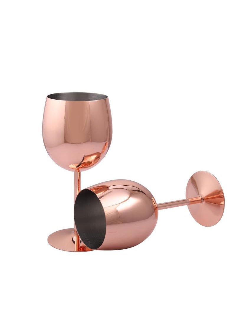 Profykitch Stainless Steel Copper Finish Stemmed Wine Glasses Shatter Proof Copper Coated Unbreakable Wine Glass Goblets Best Gift for Men and Women Set of 2pc