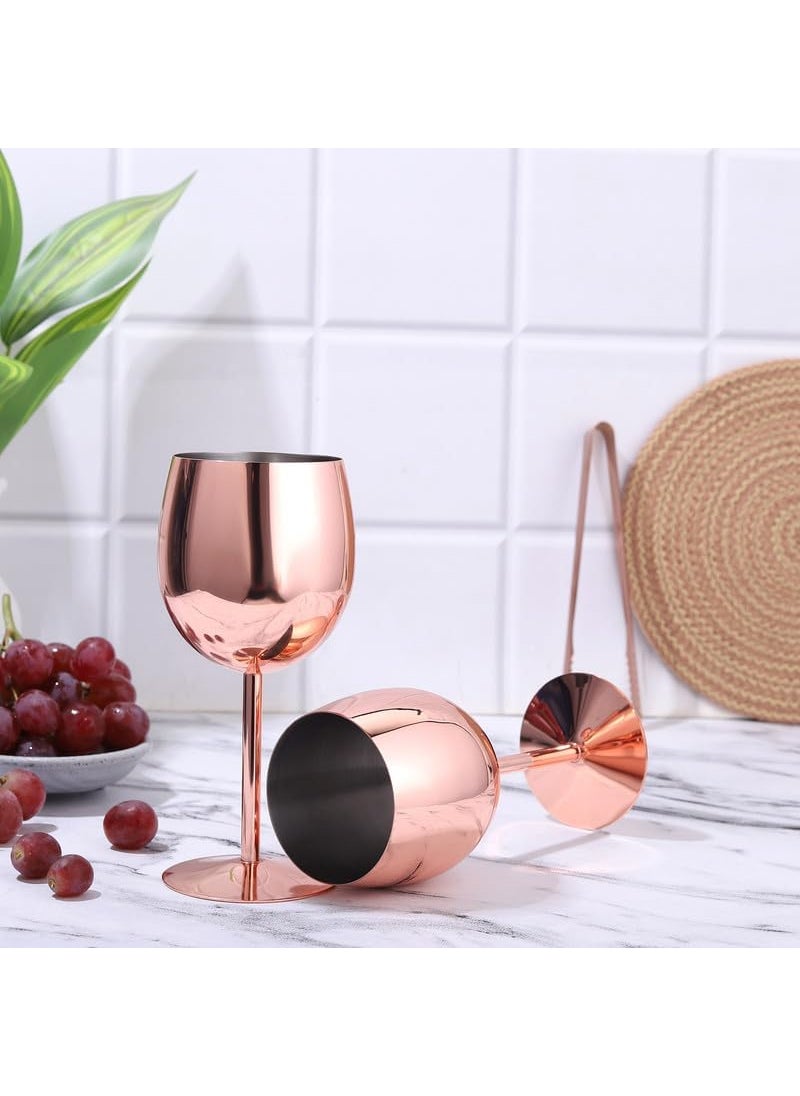 Profykitch Stainless Steel Copper Finish Stemmed Wine Glasses Shatter Proof Copper Coated Unbreakable Wine Glass Goblets Best Gift for Men and Women Set of 2pc