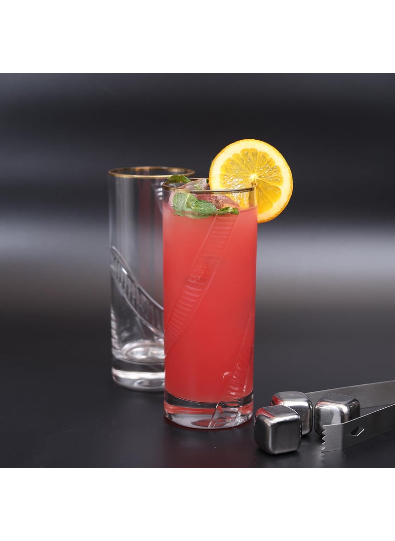 SMOKEY COCKTAIL Crystalcut Handmade Tall Glasses Set of 2 for Drinking Water Beer Soda Fresh Juice Wine Beer Cocktails and Mixed Drinks