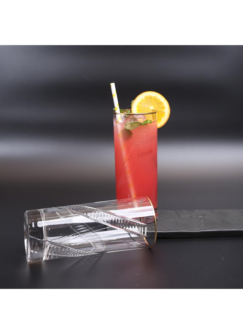 SMOKEY COCKTAIL Crystalcut Handmade Tall Glasses Set of 2 for Drinking Water Beer Soda Fresh Juice Wine Beer Cocktails and Mixed Drinks