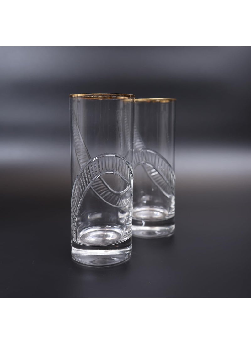SMOKEY COCKTAIL Crystalcut Handmade Tall Glasses Set of 2 for Drinking Water Beer Soda Fresh Juice Wine Beer Cocktails and Mixed Drinks
