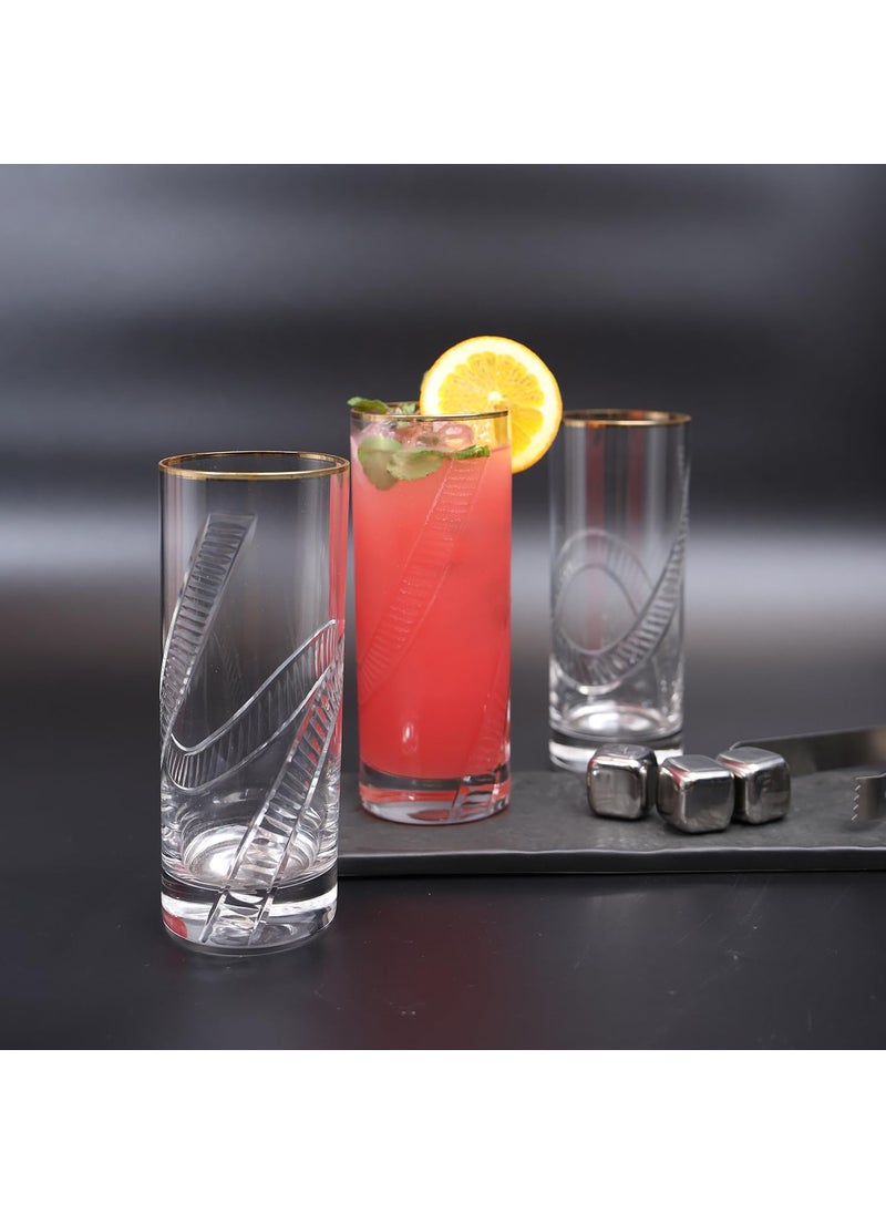 SMOKEY COCKTAIL Crystalcut Handmade Tall Glasses Set of 2 for Drinking Water Beer Soda Fresh Juice Wine Beer Cocktails and Mixed Drinks