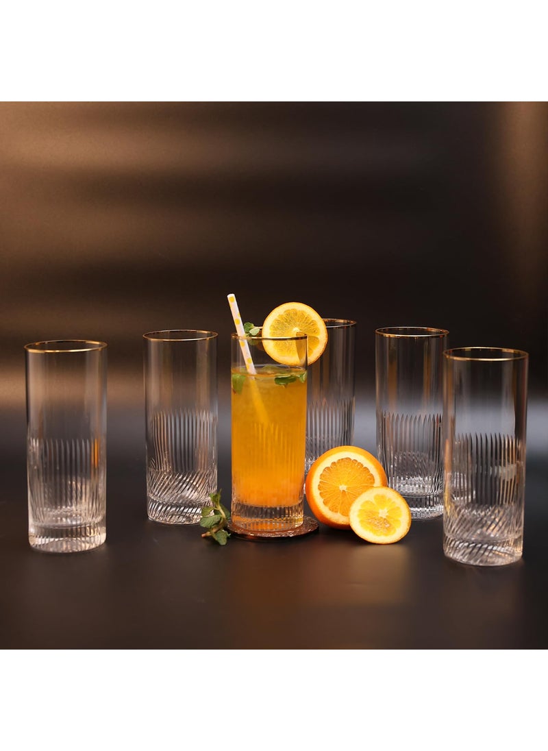 SMOKEY COCKTAIL Timeless Crystal Tall Glasses Set of 2 for Drinking Water Beer Soda Fresh Juice Wine Beer Cocktails and Mixed Drinks 425 Ml