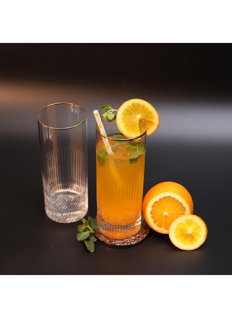 SMOKEY COCKTAIL Timeless Crystal Tall Glasses Set of 2 for Drinking Water Beer Soda Fresh Juice Wine Beer Cocktails and Mixed Drinks 425 Ml