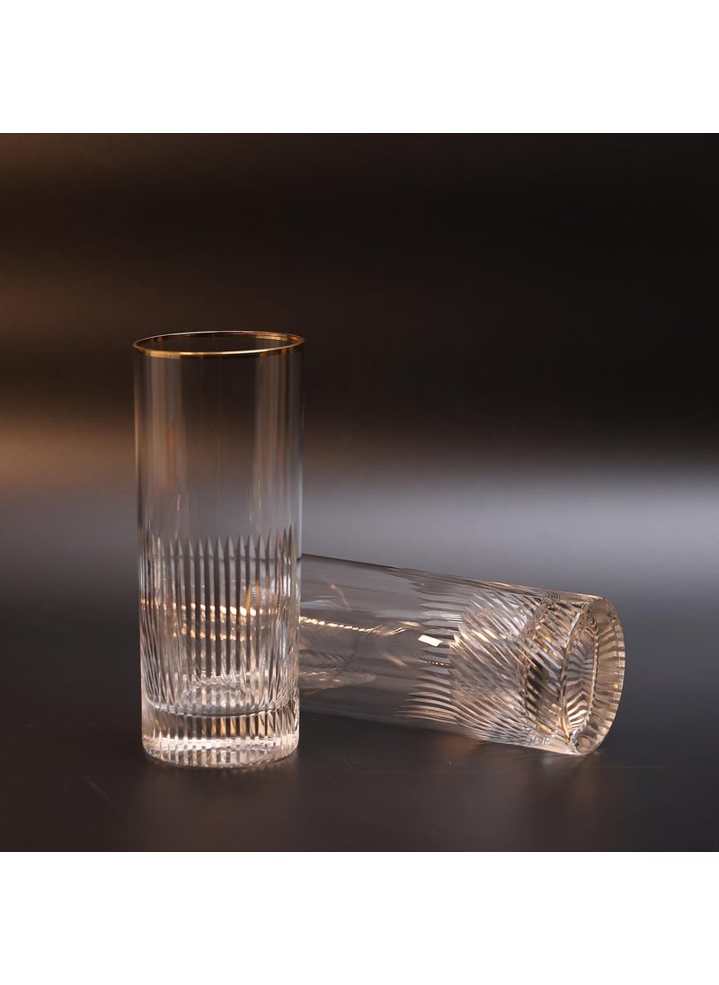 SMOKEY COCKTAIL Timeless Crystal Tall Glasses Set of 2 for Drinking Water Beer Soda Fresh Juice Wine Beer Cocktails and Mixed Drinks 425 Ml