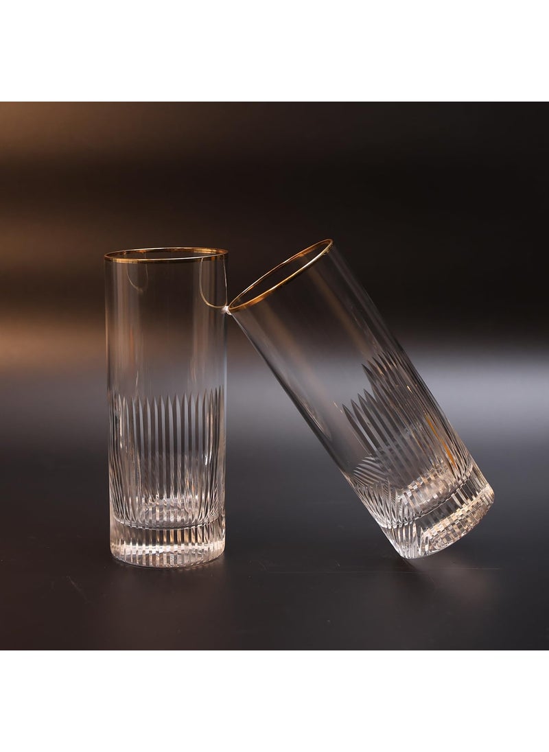 SMOKEY COCKTAIL Timeless Crystal Tall Glasses Set of 2 for Drinking Water Beer Soda Fresh Juice Wine Beer Cocktails and Mixed Drinks 425 Ml