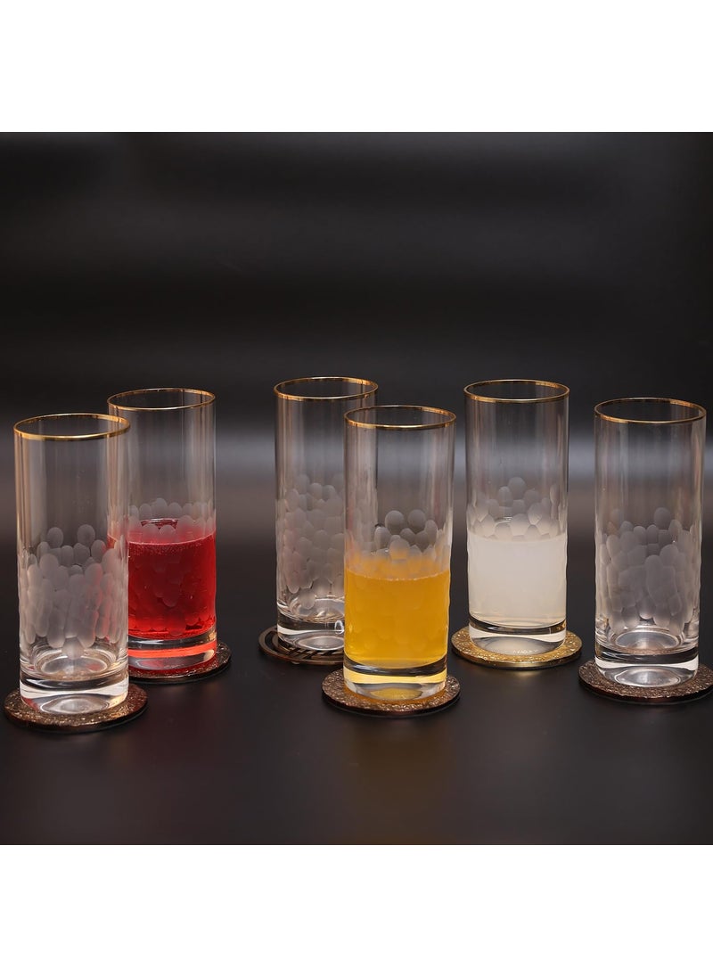 SMOKEY COCKTAIL Handmade Tall Crystal Glasses Set of 2 for Drinking Water Beer Soda Fresh Juice Wine Beer Cocktails and Mixed Drinks 425 ml