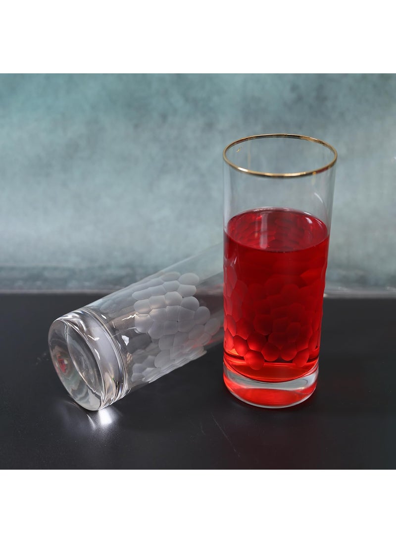 SMOKEY COCKTAIL Handmade Tall Crystal Glasses Set of 2 for Drinking Water Beer Soda Fresh Juice Wine Beer Cocktails and Mixed Drinks 425 ml