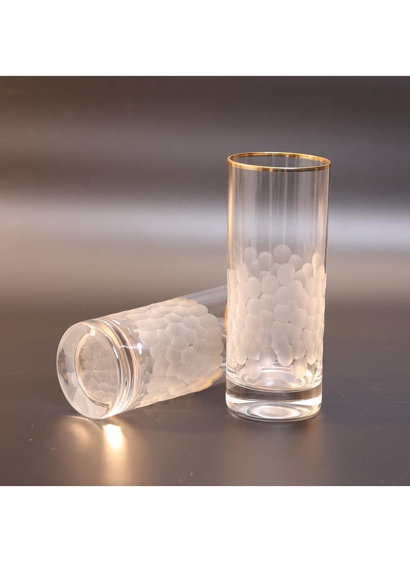SMOKEY COCKTAIL Handmade Tall Crystal Glasses Set of 2 for Drinking Water Beer Soda Fresh Juice Wine Beer Cocktails and Mixed Drinks 425 ml