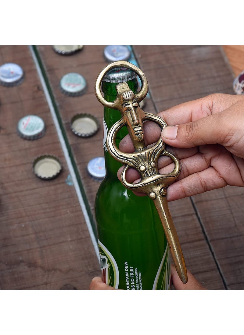 IndianShelf Beer Opener Tribal Face Bottle Opener Bar Gold Brass Bottle Opener Home Bar Dcor Bar Set for Drinks Home Cocktail Making Set