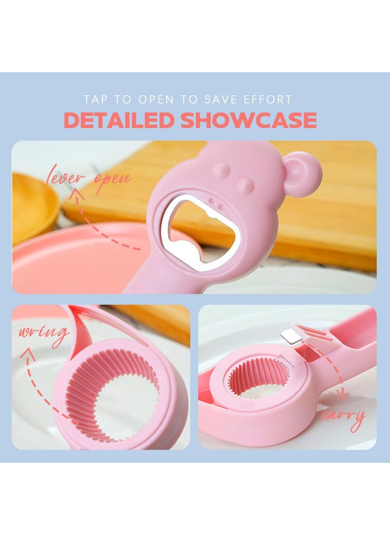 4 in 1 Beer Bottle Opener 2023 New Multifunction Jar Can Beer Bottle Opener Cute Bear Bottle Opener Upgrade Handheld Can Beer Opener for Jelly Jars Wine Beer Cans Sauce Bottles 4 Pcs