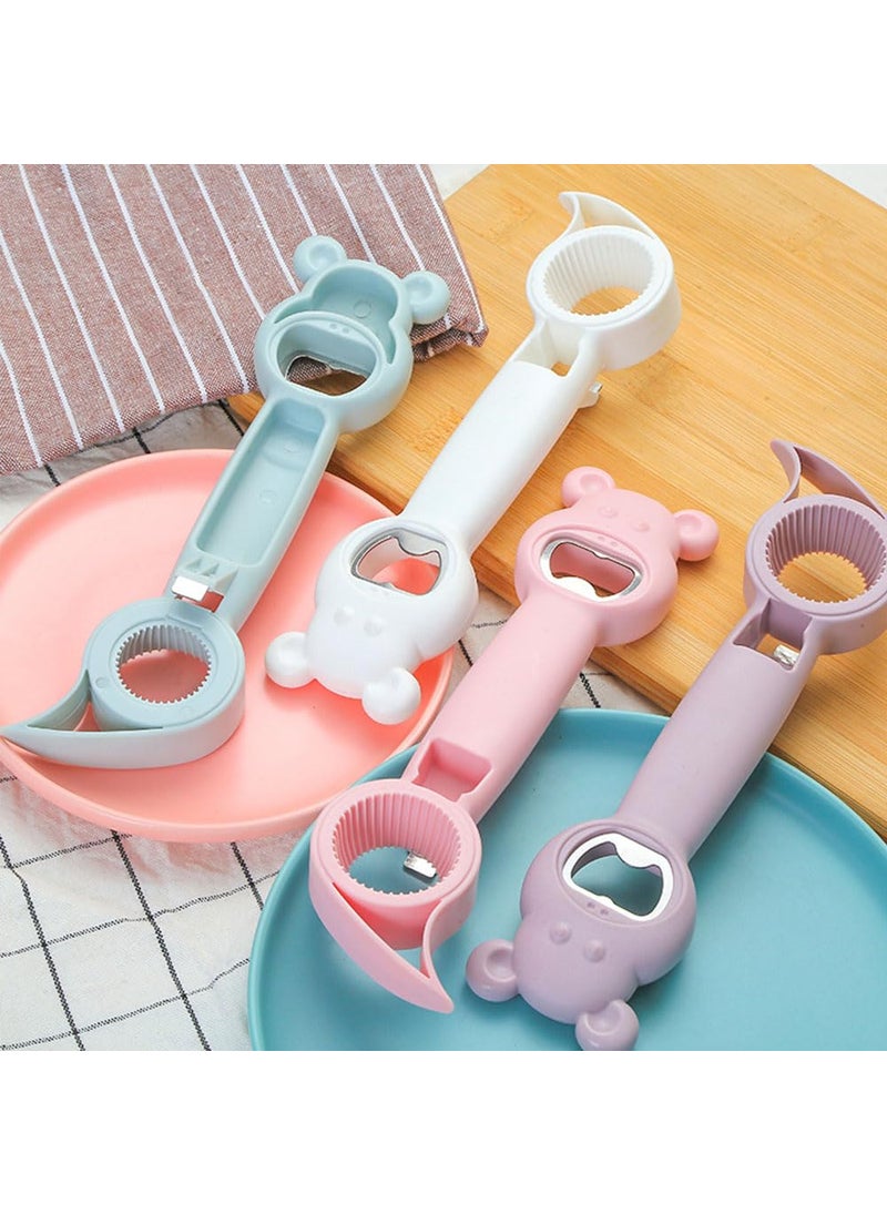 4 in 1 Beer Bottle Opener 2023 New Multifunction Jar Can Beer Bottle Opener Cute Bear Bottle Opener Upgrade Handheld Can Beer Opener for Jelly Jars Wine Beer Cans Sauce Bottles 4 Pcs