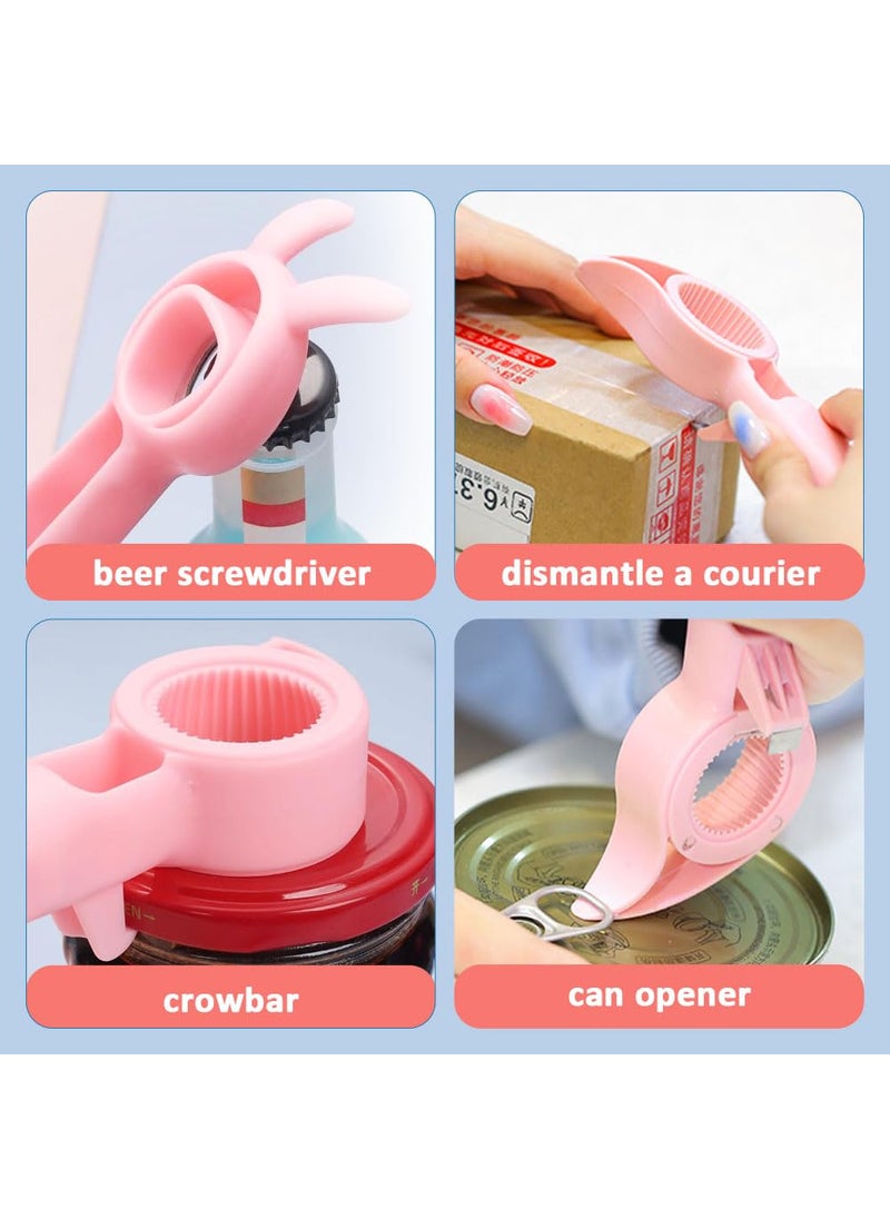 4 in 1 Beer Bottle Opener 2023 New Multifunction Jar Can Beer Bottle Opener Cute Bear Bottle Opener Upgrade Handheld Can Beer Opener for Jelly Jars Wine Beer Cans Sauce Bottles 4 Pcs